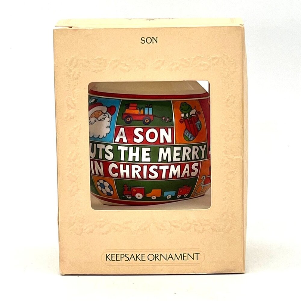 Vintage Hallmark 1981 Son Christmas Satin Ornament Keepsake Unbreakable - Picture 3 of 8